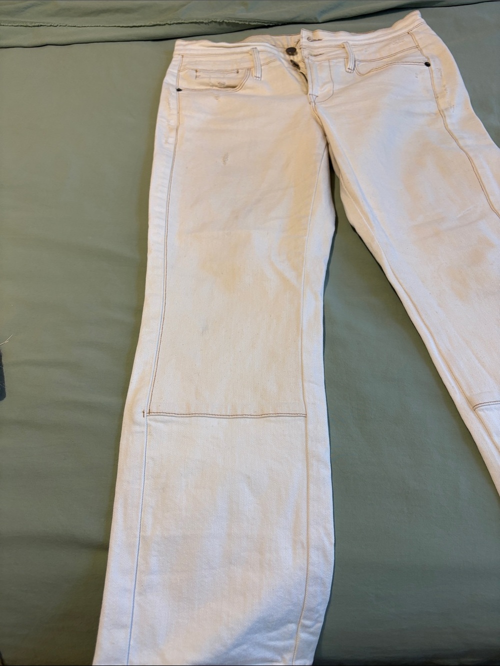 Frame Denim Off-White Wide-Leg Panel Jeans